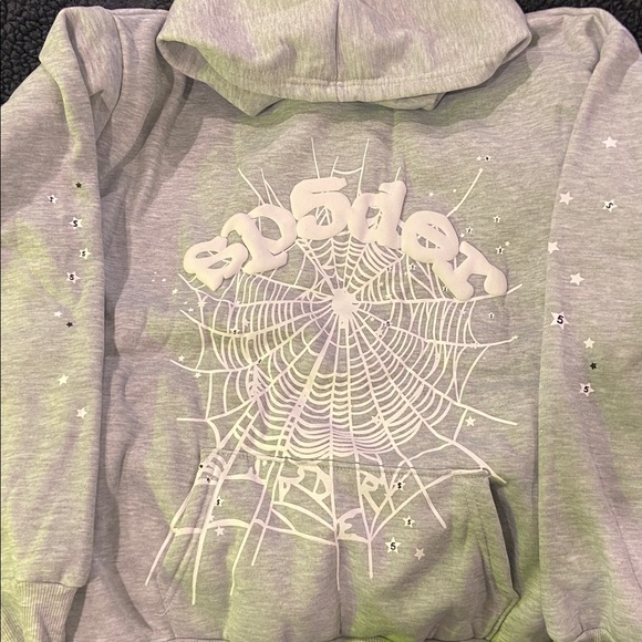 Gray Spider Web Print Men's Hoodie and Sweatpants Set - Picture 3 of 3